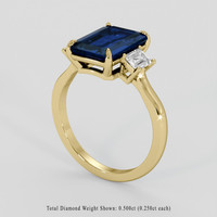3.52 Ct. Blue Sapphire Ring, 14K Yellow Gold 2