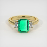1.33 Ct. Emerald Ring, 18K Yellow Gold 1