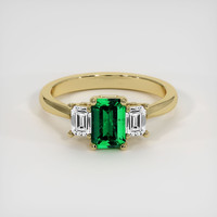 0.54 Ct. Emerald Ring, 18K Yellow Gold 1