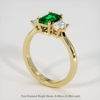 0.54 Ct. Emerald Ring, 18K Yellow Gold 2