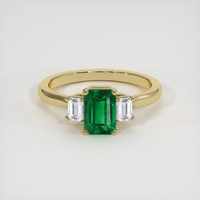 1.10 Ct. Emerald Ring, 18K Yellow Gold 1