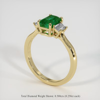 1.10 Ct. Emerald Ring, 18K Yellow Gold 2