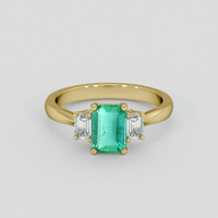 1.00 Ct. Emerald Ring, 18K Yellow Gold 1