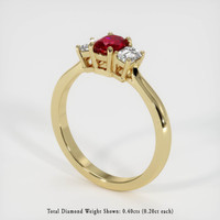 0.55 Ct. Ruby  Ring - 18K Yellow Gold