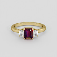 1.16 Ct. Purplish Red Ruby Ring, 18K Yellow Gold 1