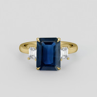 3.52 Ct. Blue Sapphire Ring, 18K Yellow Gold 1