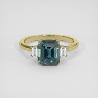 4.11 Ct. Greenish Blue Sapphire Ring, 18K Yellow Gold 1