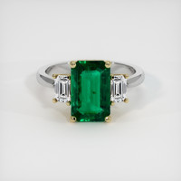 Three Stone Emerald Ring 2.70 Ct., 18K Yellow White Preview
