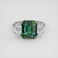 7.02 Ct. Bluish Green Sapphire Ring, 18K Yellow & White 1