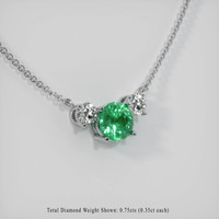 0.73 Ct. Emerald  Necklace - 18K White Gold