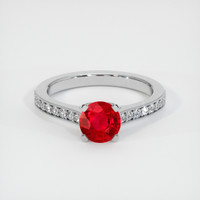 1.20 Ct. Pinkish Red Ruby Ring, Platinum 950 1