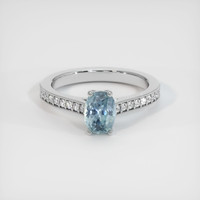1.88 Ct. Greenish Blue Sapphire Ring, Platinum 950 1