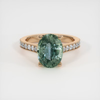 2.53 Ct. Bluish Green Sapphire Ring, 14K Rose Gold 1