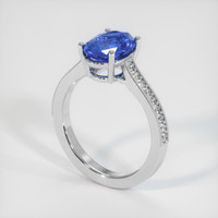 2.39 Ct. Blue Sapphire Ring, 14K White Gold 2