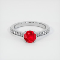 1.10 Ct. Pinkish Red Ruby Ring, 14K White Gold 1