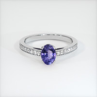 0.85 Ct. Bluish Purple Sapphire Ring, 14K White Gold 1