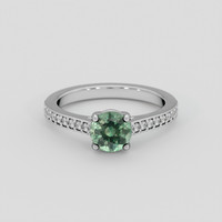 1.01 Ct. Bluish Green Sapphire Ring, 14K White Gold 1