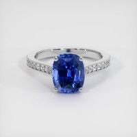 3.47 Ct. Blue Sapphire Ring, 18K White Gold 1