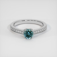 0.69 Ct. Greenish Blue Sapphire Ring, 18K White Gold 1