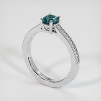 0.69 Ct. Greenish Blue Sapphire Ring, 18K White Gold 2