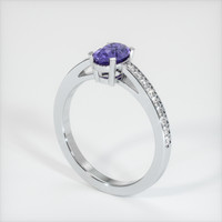 0.85 Ct. Bluish Purple Sapphire Ring, 18K White Gold 2