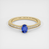 0.77 Ct. Blue Sapphire Ring, 18K Yellow Gold 1