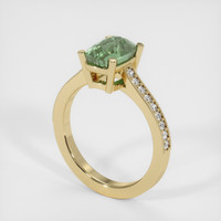 2.89 Ct. Bluish Green Sapphire Ring, 18K Yellow Gold 2