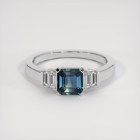 1.25 Ct. Greenish Blue Sapphire Ring, Platinum 950 1