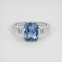 3.01 Ct. Greenish Blue Sapphire Ring, 14K White Gold 1