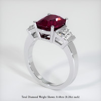 4.11 Ct. Purplish Red Ruby Ring, 14K White Gold 2