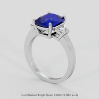 3.51 Ct. Blue Sapphire Ring, 14K White Gold 2