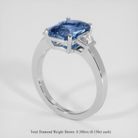 3.01 Ct. Greenish Blue Sapphire Ring, 18K White Gold 2