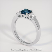 1.25 Ct. Greenish Blue Sapphire Ring, 18K White Gold 2