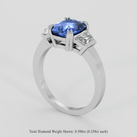 2.54 Ct. Blue Sapphire Ring, 18K White Gold 2