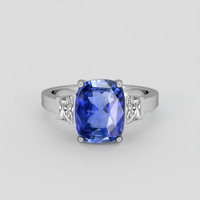 3.58 Ct. Blue Sapphire Ring, 18K White Gold 1