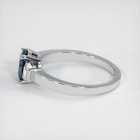 1.00 Ct. Greenish Blue Sapphire Ring, 18K White Gold 4