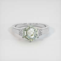 2.77 Ct. Green Sapphire Ring, 18K White Gold 1