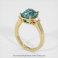 4.50 Ct. Bluish Green Sapphire Ring, 18K Yellow Gold 2