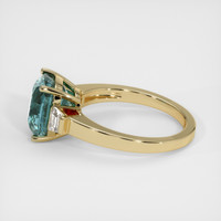 4.50 Ct. Bluish Green Sapphire Ring, 18K Yellow Gold 4