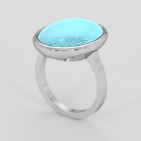 10.19 Ct. Greenish Blue Turquoise Ring, 10K White Gold 2