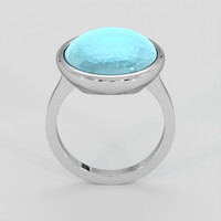 10.19 Ct. Greenish Blue Turquoise Ring, 14K White Gold 3