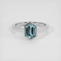 1.42 Ct. Greenish Blue Sapphire Ring, 14K White Gold 1