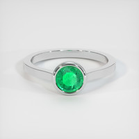 0.74 Ct. Emerald Ring, 18K White Gold 1