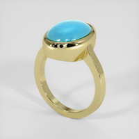 6.41 Ct. Greenish Blue Turquoise Ring, 14K Yellow Gold 2