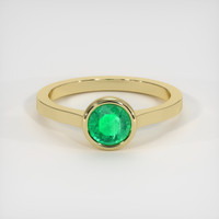 0.74 Ct. Emerald Ring, 18K Yellow Gold 1