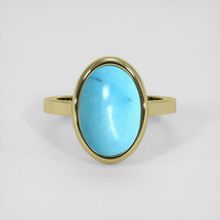 6.41 Ct. Greenish Blue Turquoise Ring, 18K Yellow Gold 1