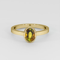 0.78 Ct. Greenish Brown Tourmaline Ring, 18K Yellow Gold 1