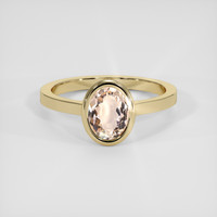 1.10 Ct. Peach Morganite Ring, 18K Yellow Gold 1