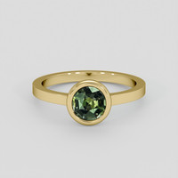0.89 Ct. Green Sapphire Ring, 18K Yellow Gold 1