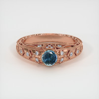 0.55 Ct. Greenish Blue Sapphire Ring, 14K Rose Gold 1